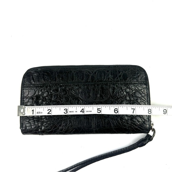 Brighton Wallet Black Croc Embossed Leather Organizer Clutch Wristlet - Picture 8 of 9